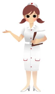 a nurse showing something